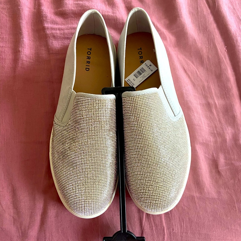 Torrid silver sparkly slip on sneakers 11W